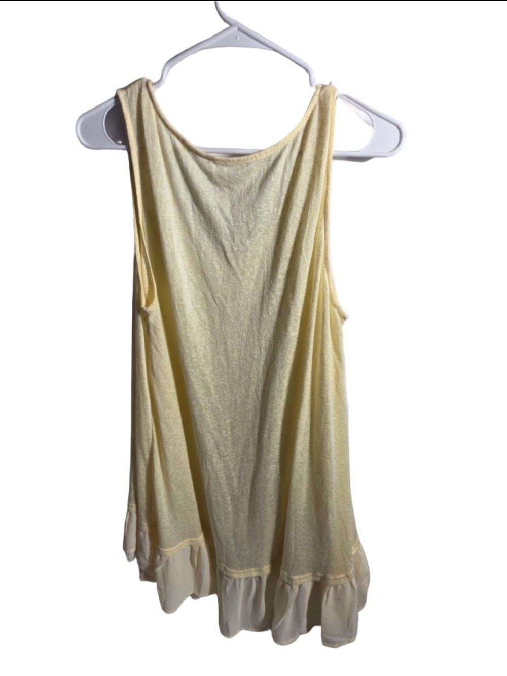 Women's Umgee Tank Top Size L Yellow White Ruffle Hem cottagecore y2k chic soft - Picture 4 of 4